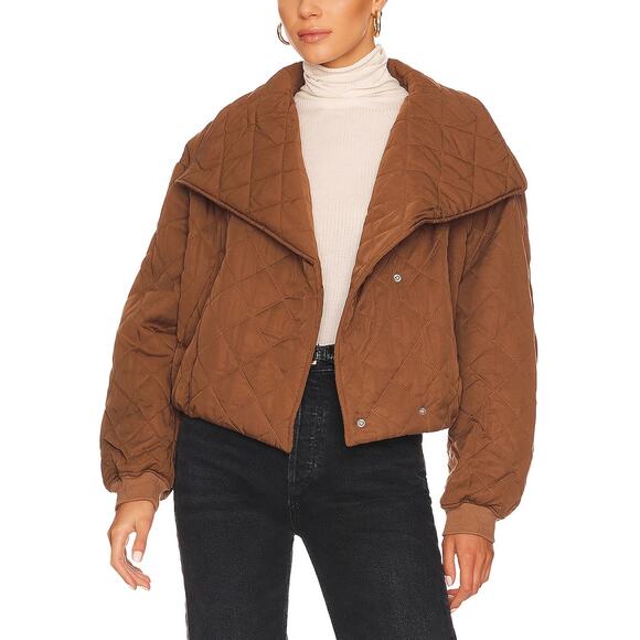 Blank NYC Jackets & Blazers - Blank Nyc Quilted Brown Shawl Collar Puffer Jacket Size M
